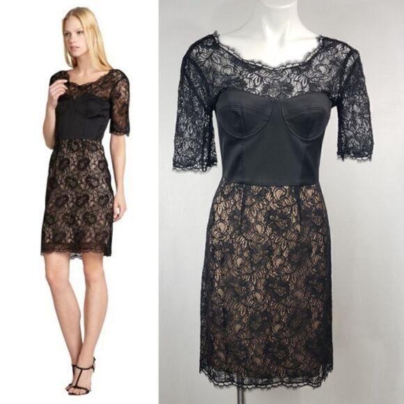 SALE🖤 BCBGMaxAzria Lila black lace corset dress 8 (F1) - Picture 1 of 14